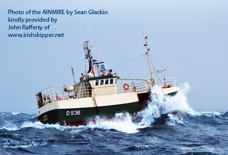 Sean Glackin`s photo of the AINMIRE in her crabbing haunts, kindly supplied by www.irishskipper.net